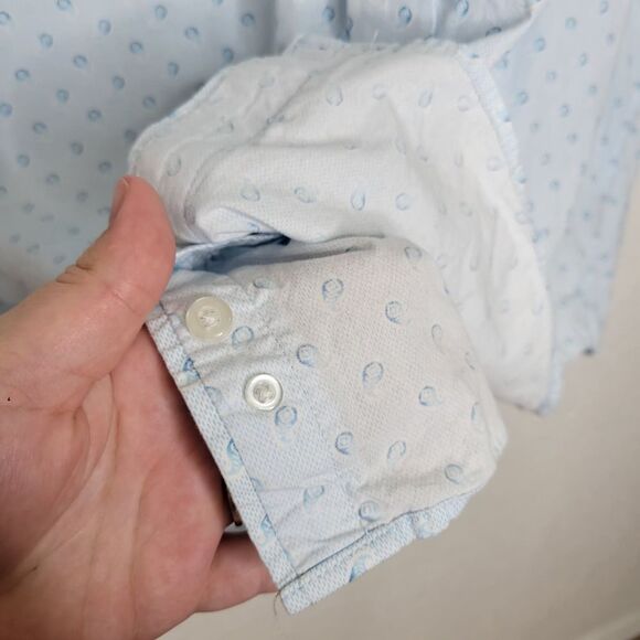 Panhandle Light Blue Paisley Dot Print Short Sleeve Western Button Front Shirt - Picture 4 of 9